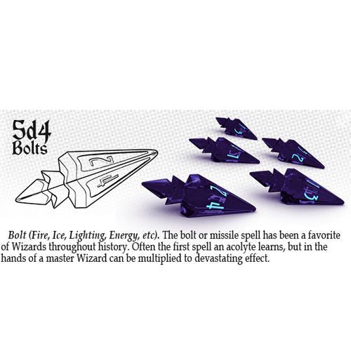PolyHero Dice: 5d4 Bolts Violet