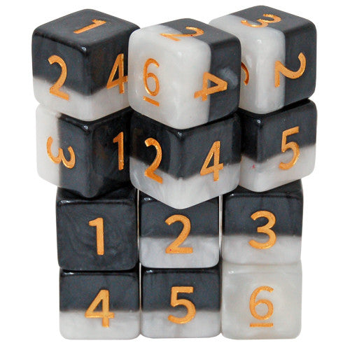 Halfsies Dice: Yin Yang (12d6 Dice Set)