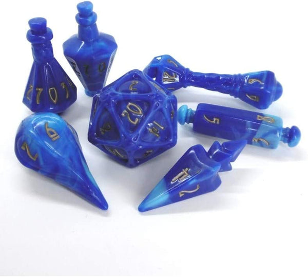 (Missing D10 and damaged packaging) Lapis Lazuli & Glittering Gold dice