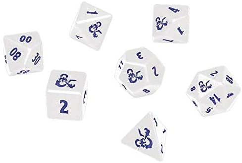 D&D RPG Icewind Dale: Heavy Metal Poly White and Blue Dice Set