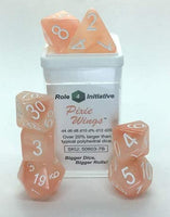 Set of 7 Dice: Polyhedral Pixie Wings w/ White Numbers