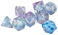 Polyroller Dice with Silver Numbers - 7 Piece