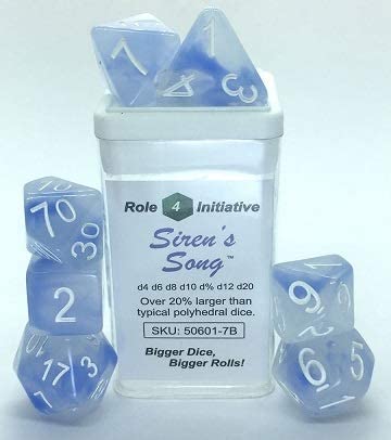 Set of 7 Dice: Polyhedral Siren's Song w/ White Numbers