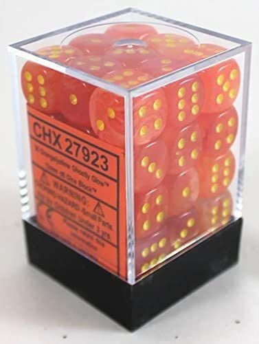 Chessex d6 12mm Orange w/Yellow (36)