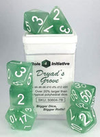 Set of 7 Dice: Polyhedral Dryad's Grove w/ White Numbers