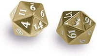 Ultra Pro Heavy Metal D20 2 Dice Set - Gold with White Numbers