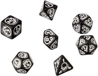 Q-Workshop Dragon Black & White RPG Ornamented Dice Set 7 Polyhedral Pieces