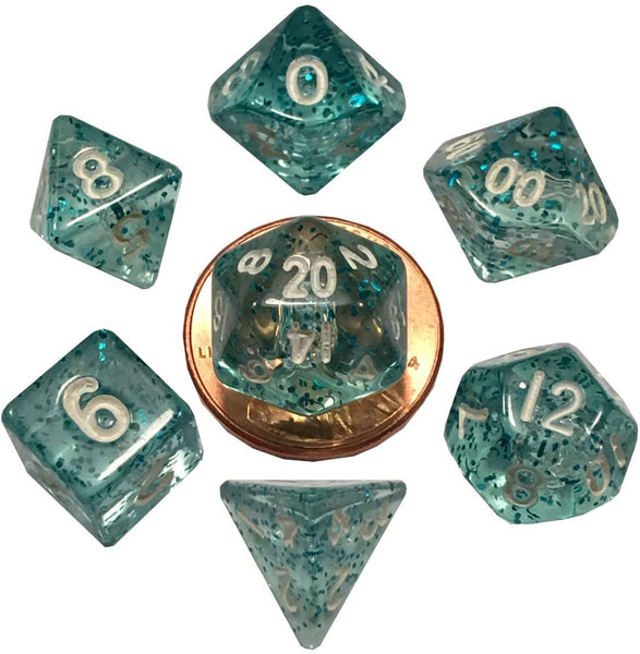 Ethereal Light Blue 10mm Mini Polyhedral Dice Set
