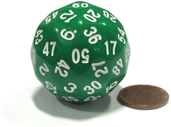 Koplow Games Sixty-Sided D60 35mm Large Gaming Dice - Green with White Numbers