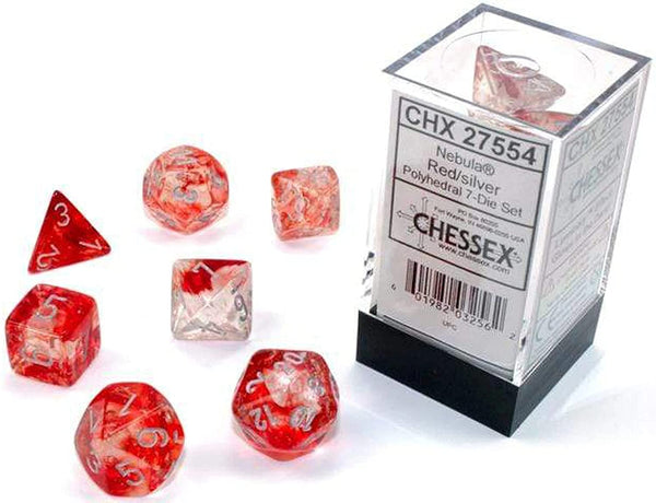 Chessex Nebula Polyhedral Red/Silver w/Luminary 7-Die Set
