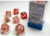 Chessex Nebula Polyhedral Dice Set Nocturnal with Blue Luminary (7 dice)