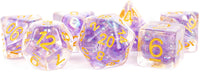 Pearl Dice Purple w/ Gold Numbers 16mm Resin Poly Dice Set