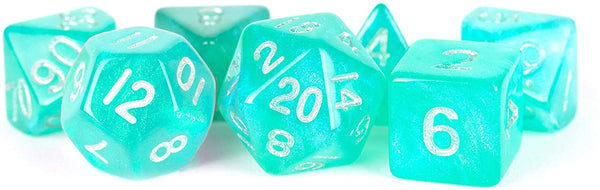 Metallic Dice Games Stardust Turquoise 16mm Acrylic Polyhedral Set