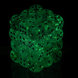 Chessex Borealis 12mm d6 Light Green/Gold Luminary Dice Block (36 dice) (27975)