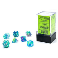 Festive: Mini-Polyhedral Waterlily/white 7-Die set