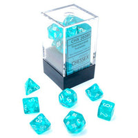 Translucent: Mini-Polyhedral Teal/white 7-Die Set