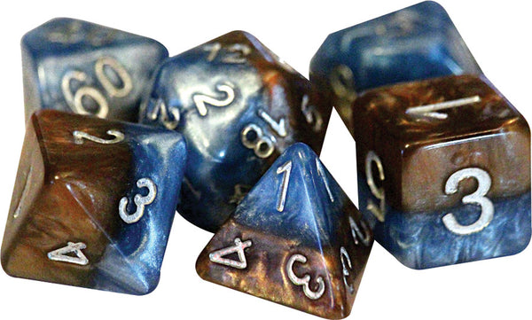 Halfsies Dice: Earth Elemental - Upgraded Case (7 Polyhedral Dice Set)