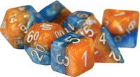 Halfsies Dice: Fire & Ice - Upgraded Case (7 Polyhedral Dice Set)