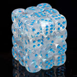 Chessex Borealis 12mm d6 Icicle/Light Blue Luminary Dice Block (36 dice) (27981)