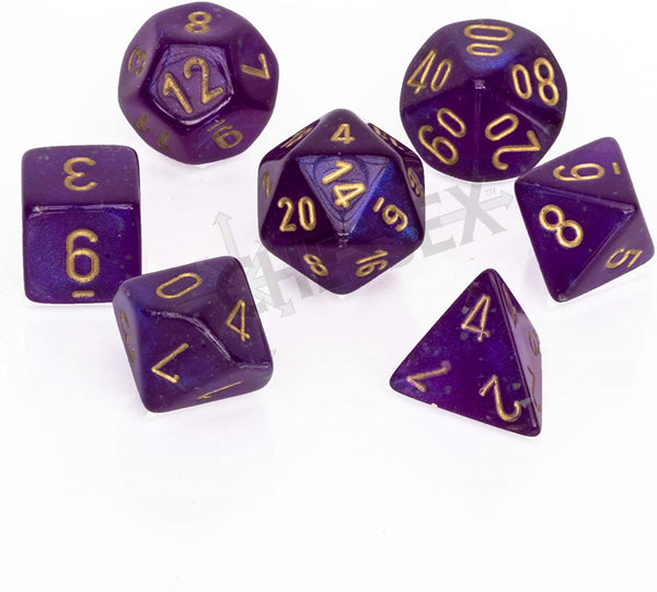 Chessex Polyhedral 7-Die Set - Borealis Royal Purple/Gold with Luminary 27587