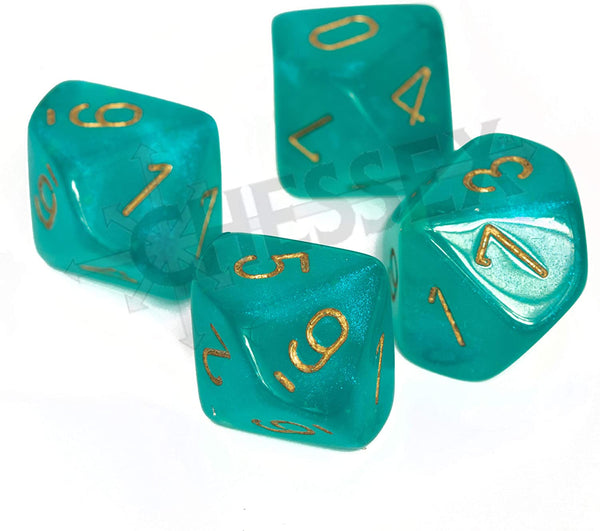 Borealis Teal/Gold Luminary Set of Ten d10s (27385)