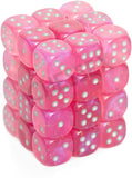 Chessex Borealis 12mm d6 Pink/Silver Luminary Dice Block (36 dice) (27984)