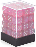 Chessex Borealis 12mm d6 Pink/Silver Luminary Dice Block (36 dice) (27984)