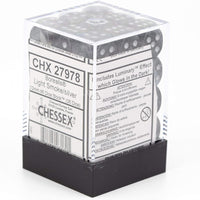 Chessex Borealis 12mm d6 Light Smoke/Silver Luminary Dice Block (36 dice) (27978)