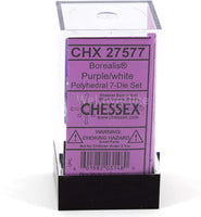 Chessex Polyhedral 7-Die Set - Borealis Purple/White with Luminary