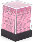 Chessex Borealis 12mm d6 Pink/Silver Luminary Dice Block (36 dice) (27984)