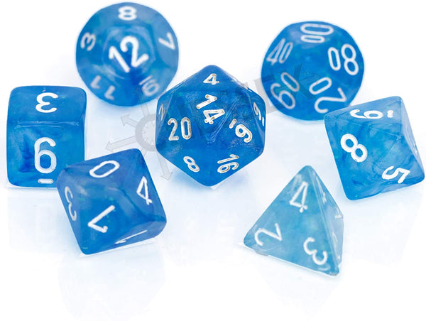 Chessex Polyhedral 7-Die Set - Borealis Sky Blue/White with Luminary