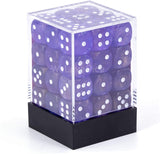 Chessex Borealis 12mm d6 Purple/White Luminary Dice Block (36 dice) (27977)