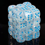 Chessex Borealis 12mm d6 Icicle/Light Blue Luminary Dice Block (36 dice) (27981)