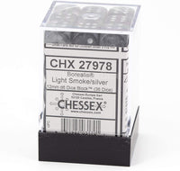 Chessex Borealis 12mm d6 Light Smoke/Silver Luminary Dice Block (36 dice) (27978)