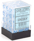 Chessex Borealis 12mm d6 Icicle/Light Blue Luminary Dice Block (36 dice) (27981)