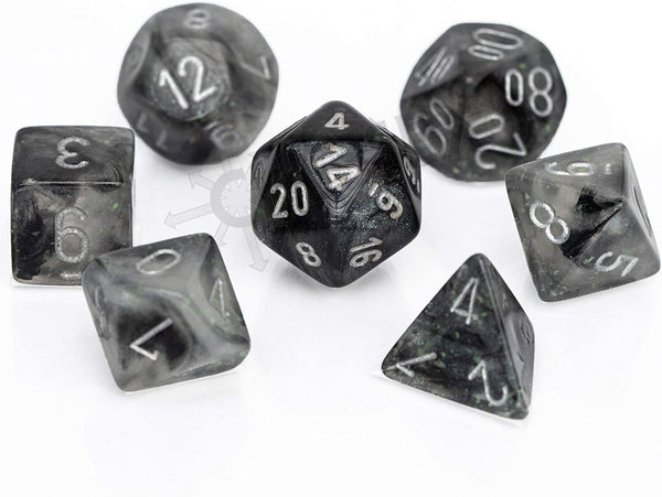 Chessex Polyhedral 7-Die Set - Borealis Light Smoke / Silver with Luminary 27578