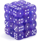 Chessex Borealis 12mm d6 Purple/White Luminary Dice Block (36 dice) (27977)
