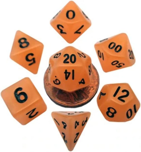 Glow in The Dark Orange 10mm Mini Polyhedral Dice Set